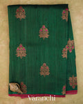 Bottle Green Pure Raw Silk Handloom Saree