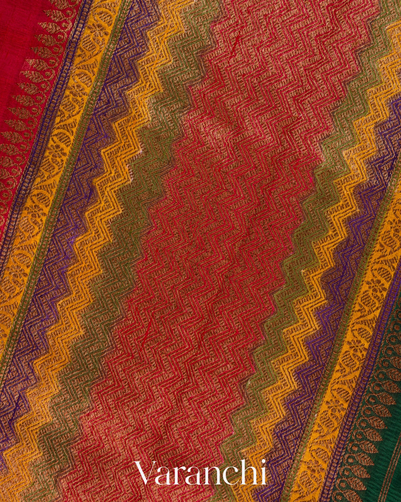 Chilly Red Pure Raw Silk Handloom Saree