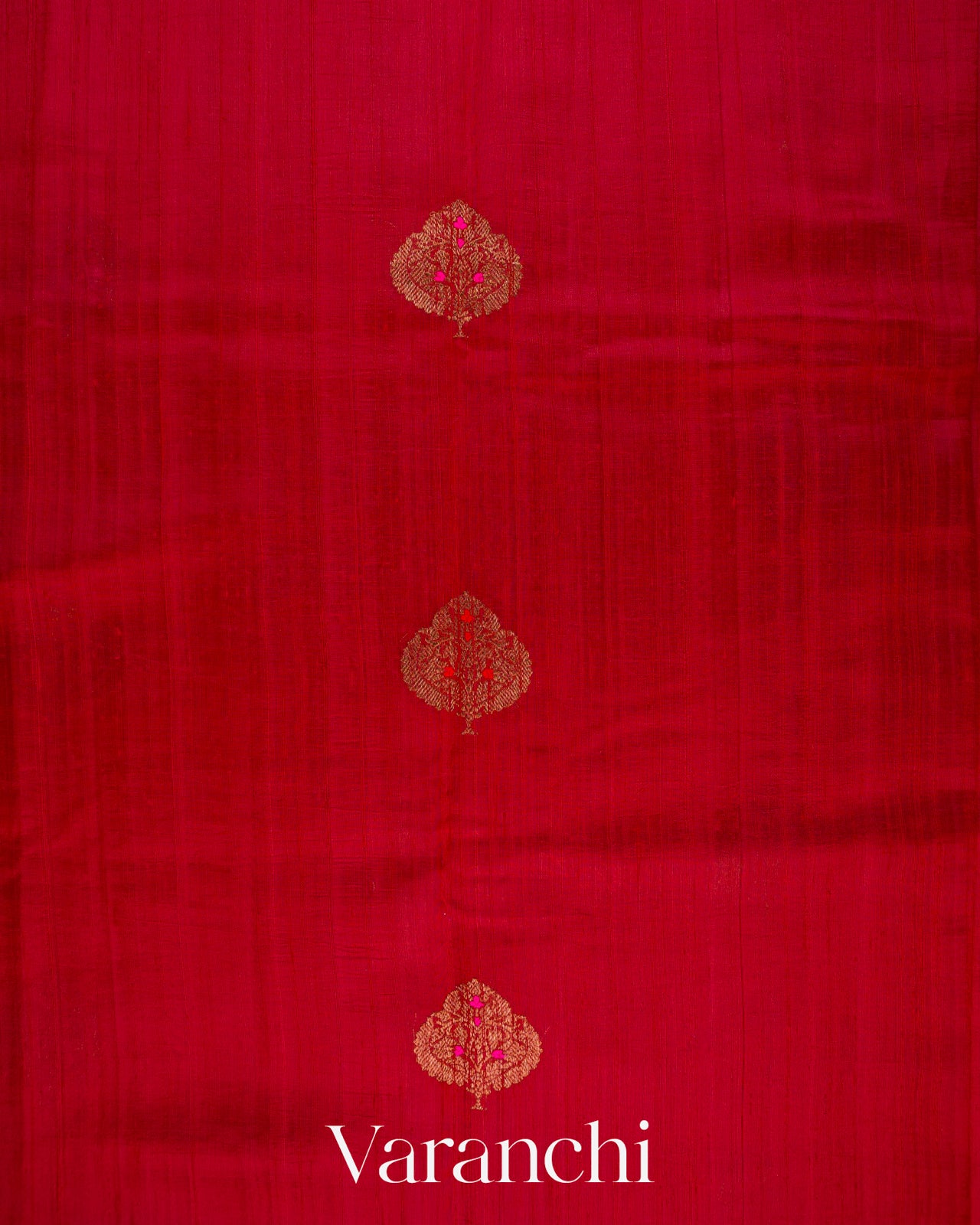 Chilly Red Pure Raw Silk Handloom Saree