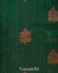 Bottle Green Pure Raw Silk Handloom Saree