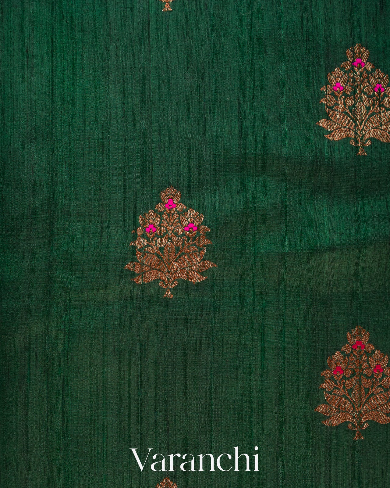 Bottle Green Pure Raw Silk Handloom Saree