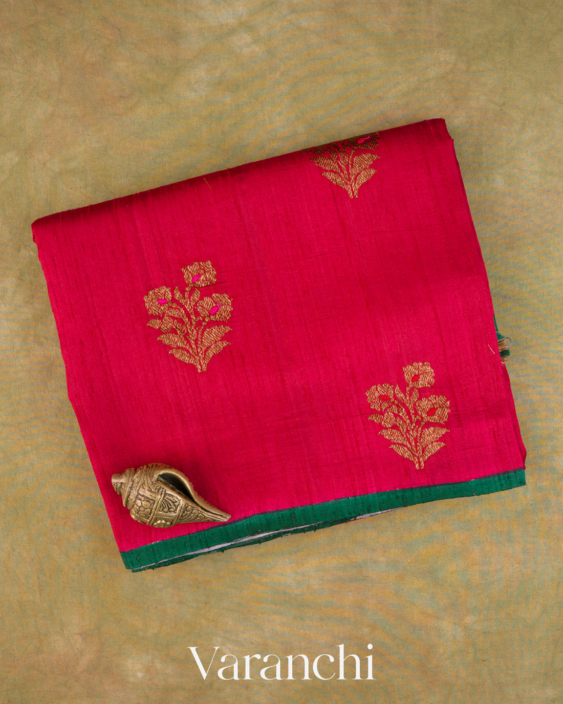 Chilly Red Pure Raw Silk Handloom Saree