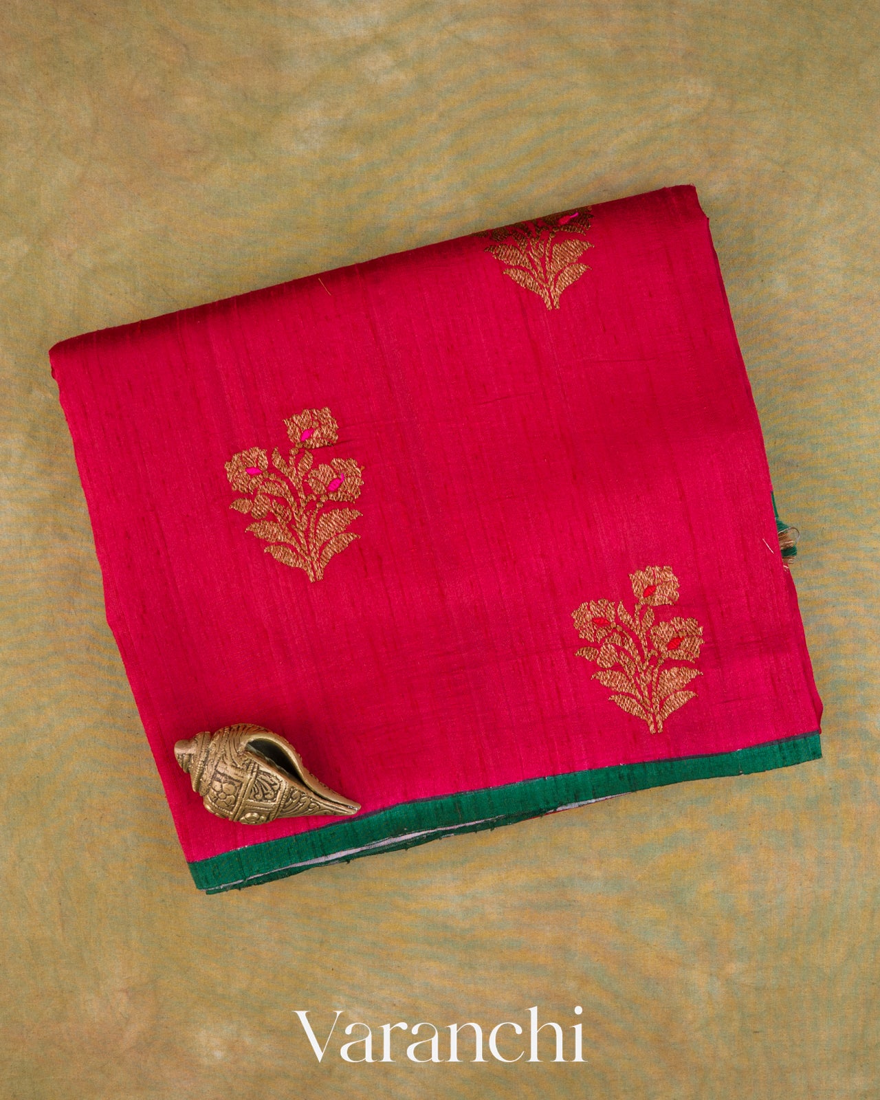 Chilly Red Pure Raw Silk Handloom Saree