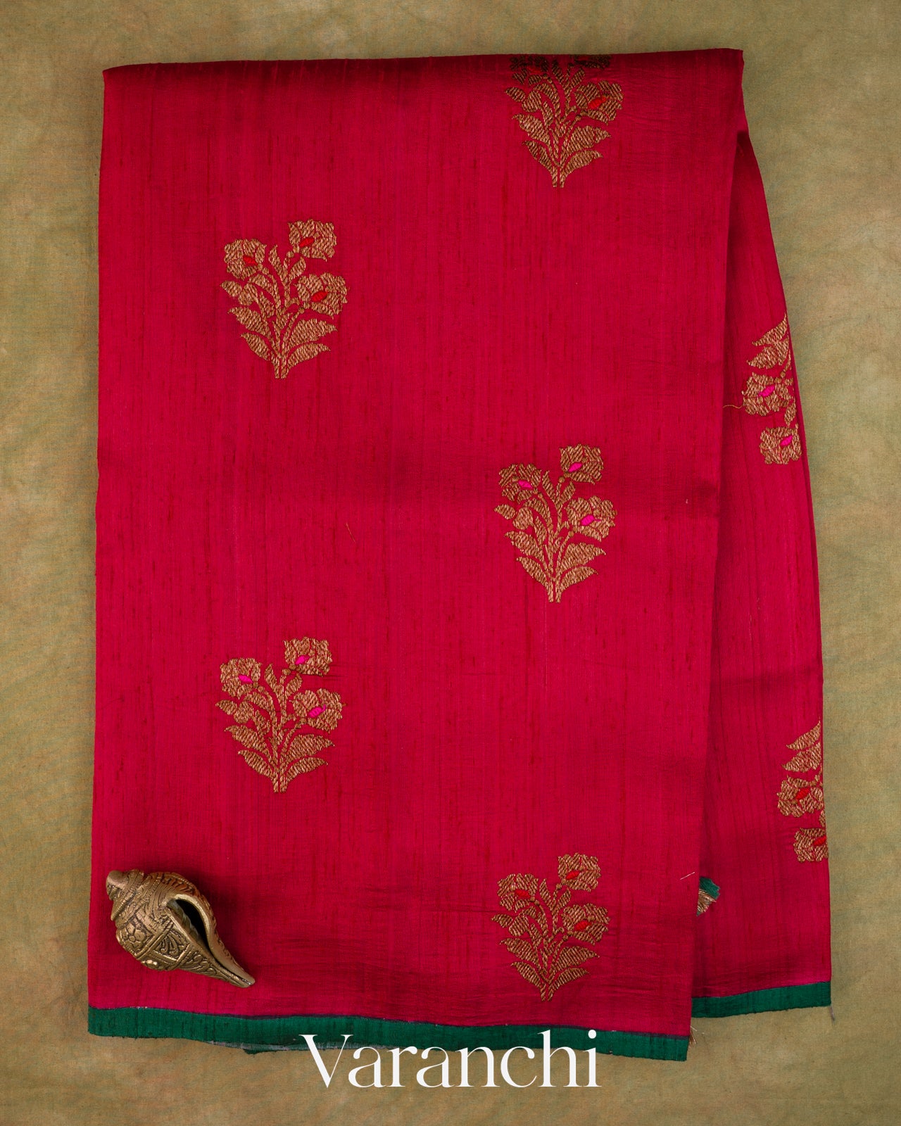 Chilly Red Pure Raw Silk Handloom Saree