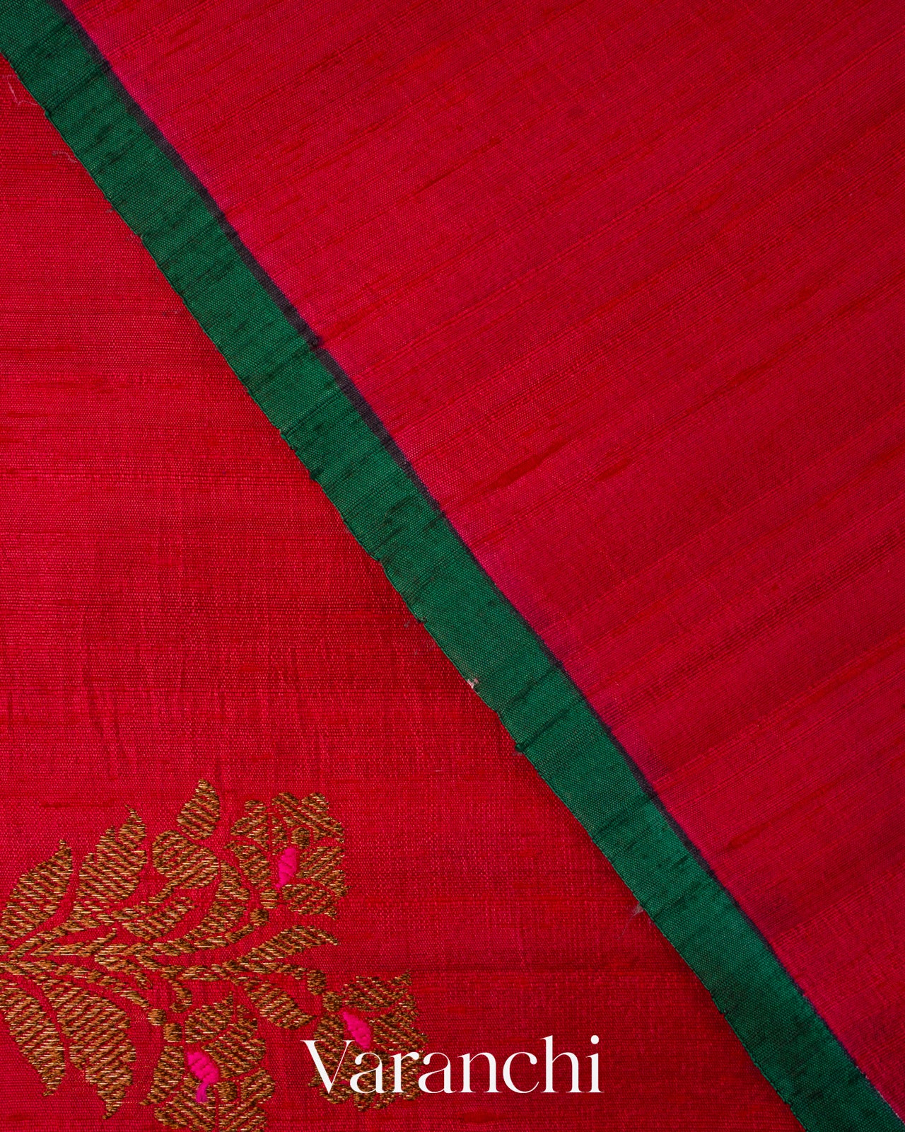 Chilly Red Pure Raw Silk Handloom Saree