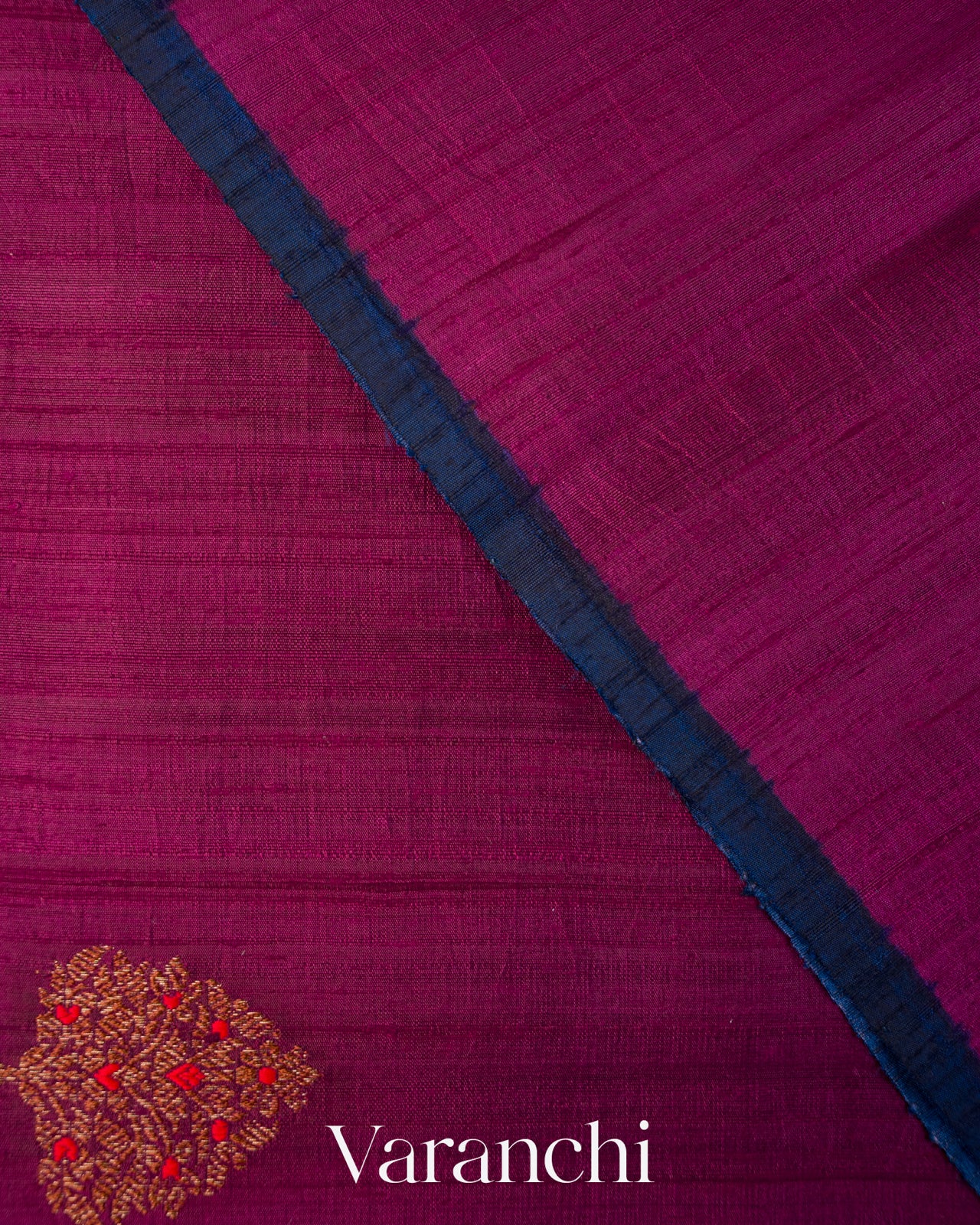 Deep Magenta Pure Raw Silk Handloom Saree