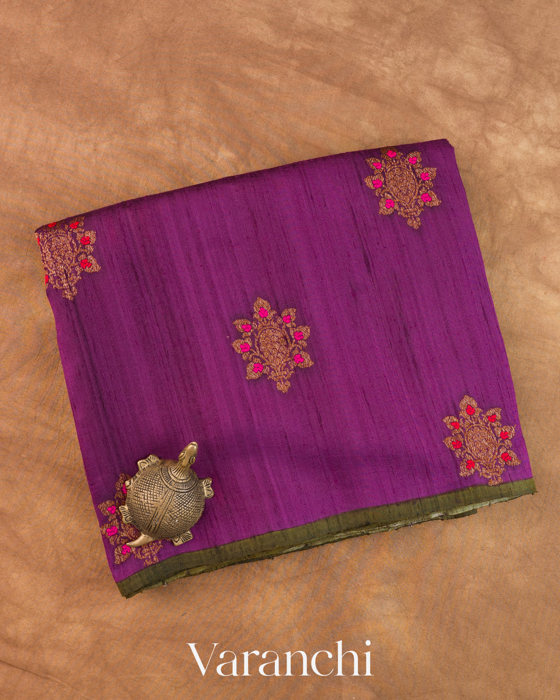 Purple Pure Raw Silk Handloom Saree