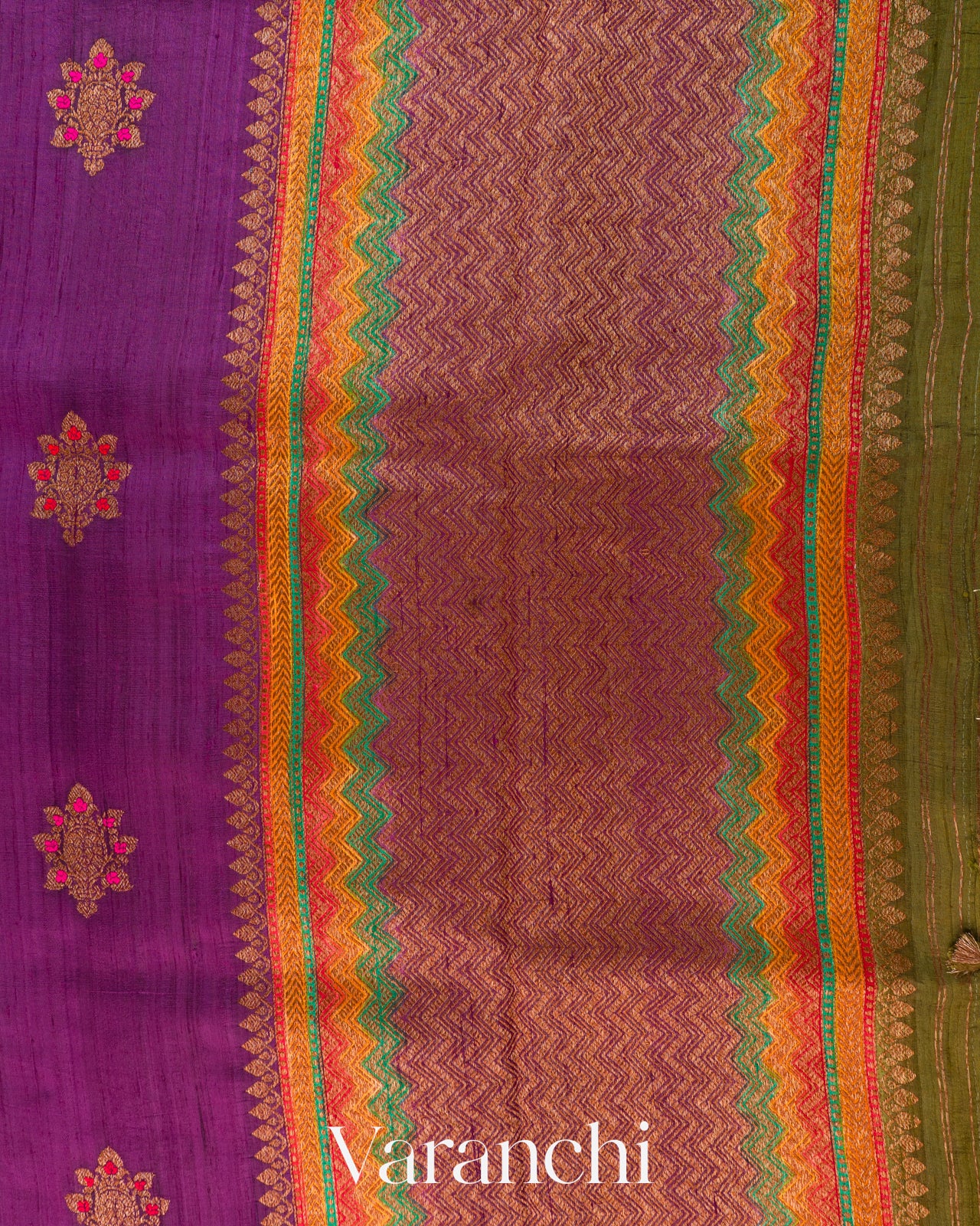 Purple Pure Raw Silk Handloom Saree