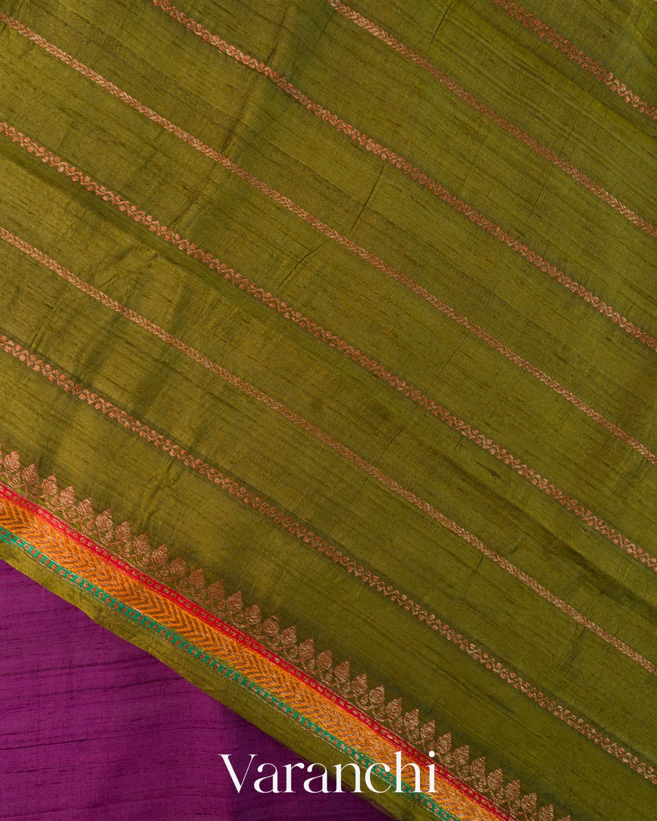 Purple Pure Raw Silk Handloom Saree