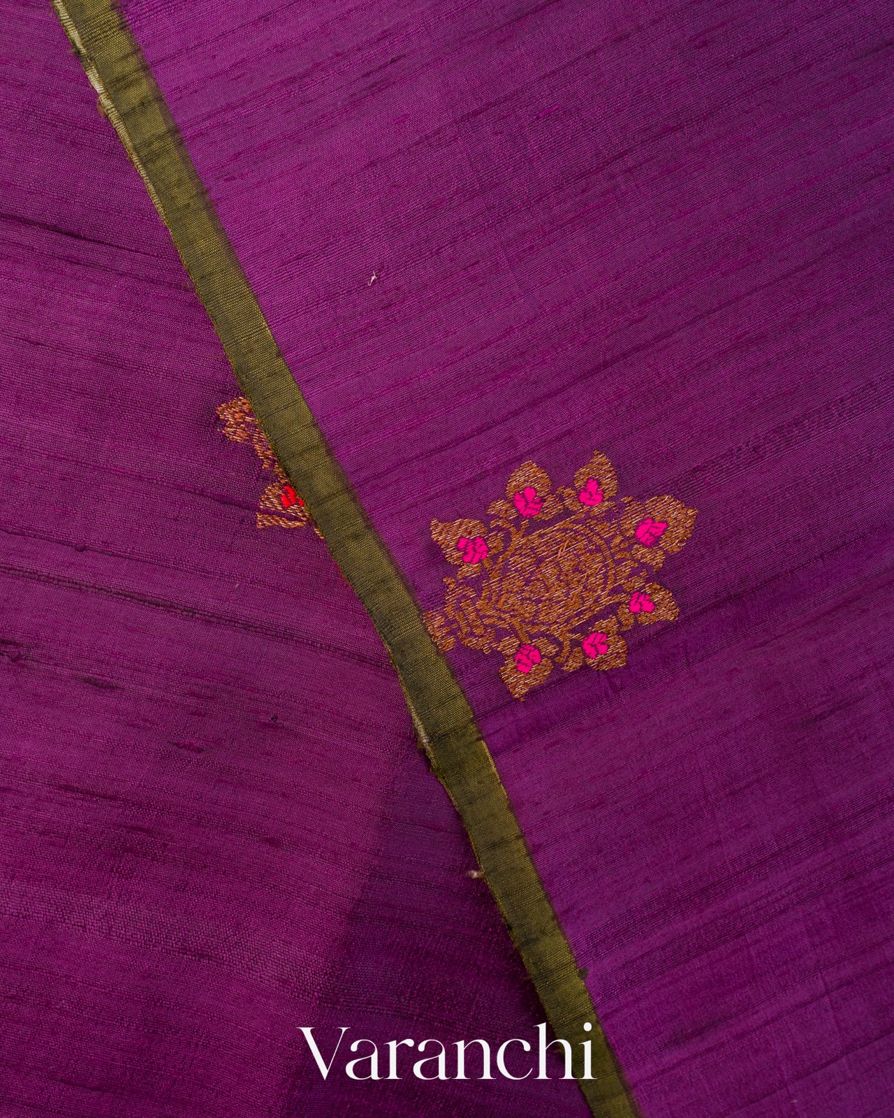 Purple Pure Raw Silk Handloom Saree