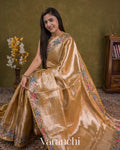 Golden Yellow Brocade Pure Kora Silk Saree
