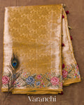Golden Yellow Brocade Pure Kora Silk Saree