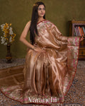 Rose Gold Brocade Pure Kora Silk Saree (fold Wrong Resolution)
