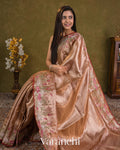 Rose Gold Brocade Pure Kora Silk Saree (fold Wrong Resolution)