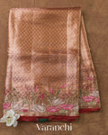 Rose Gold Brocade Pure Kora Silk Saree (fold Wrong Resolution)