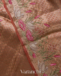 Rose Gold Brocade Pure Kora Silk Saree (fold Wrong Resolution)