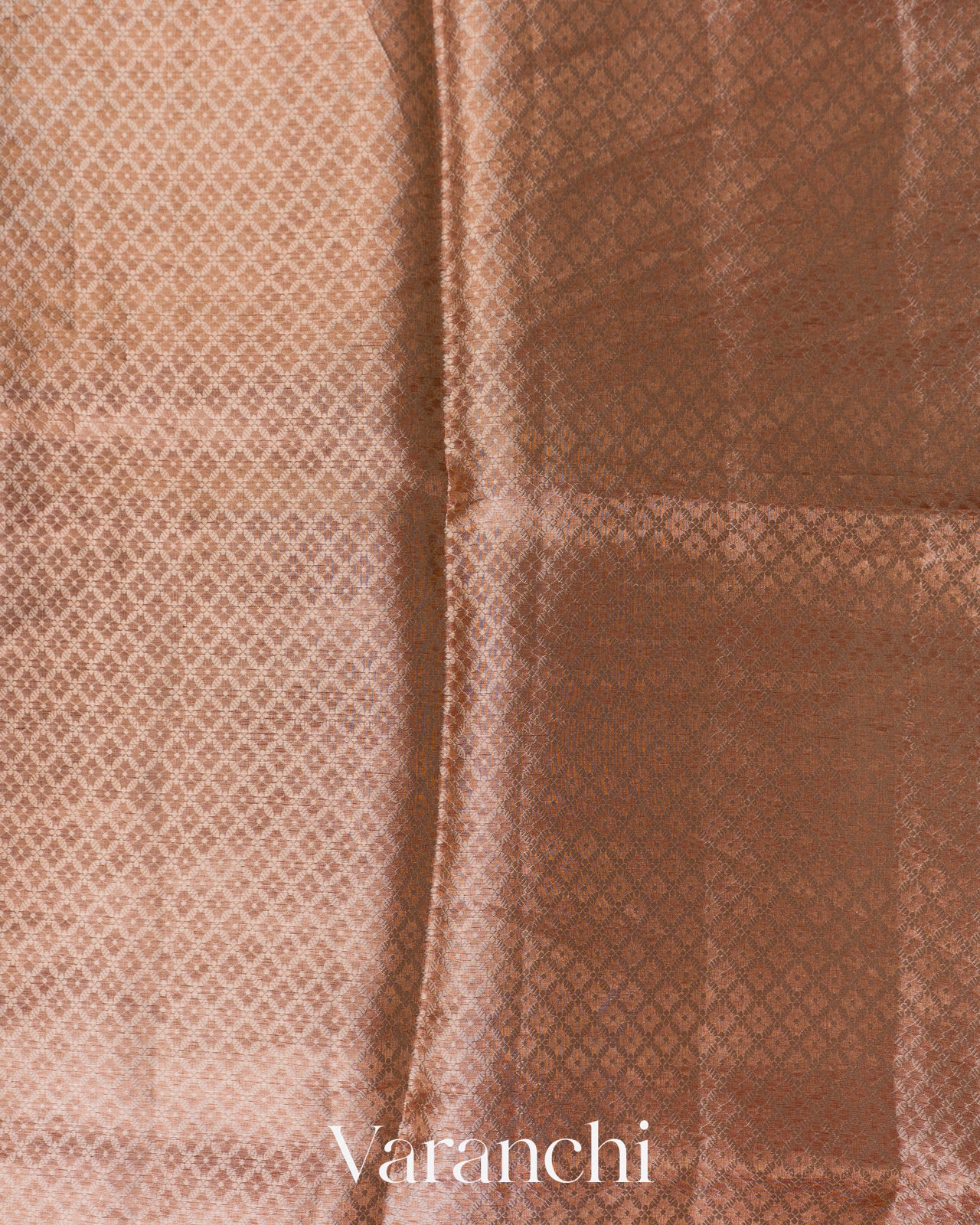 Rose Gold Brocade Pure Kora Silk Saree (fold Wrong Resolution)
