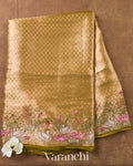 Golden Yellow Brocade Pure Kora Silk Saree