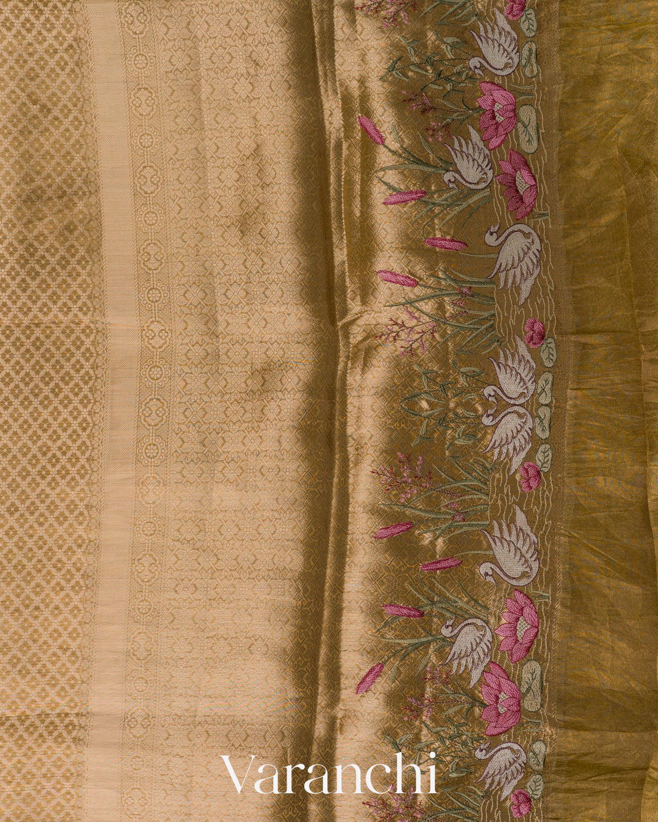 Golden Yellow Brocade Pure Kora Silk Saree