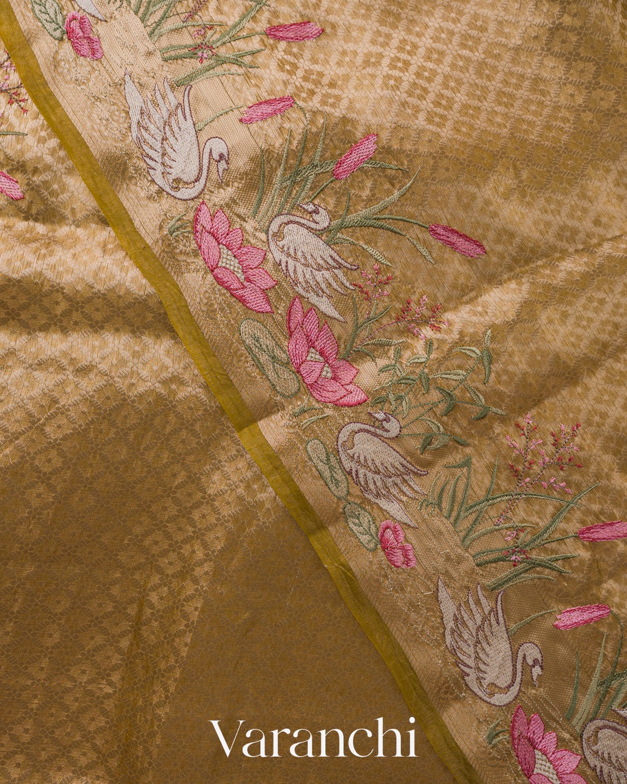 Golden Yellow Brocade Pure Kora Silk Saree