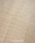 Off White Floral Embroidered Pure Kora Silk Saree