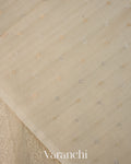 Off White Floral Embroidered Pure Kora Silk Saree