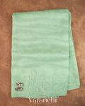 Pale Green Floral Embroidered Pure Kora Silk Saree