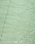 Pale Green Floral Embroidered Pure Kora Silk Saree