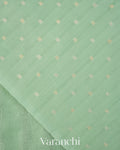 Pale Green Floral Embroidered Pure Kora Silk Saree