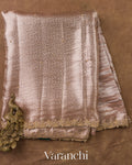 Rose Beige Brocade Pure Kora Silk Saree