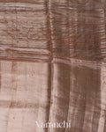 Rose Beige Brocade Pure Kora Silk Saree