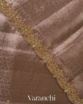 Rose Beige Brocade Pure Kora Silk Saree