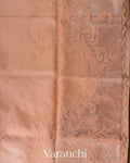 Peach Applique Pure Kora Silk Saree