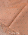 Peach Applique Pure Kora Silk Saree