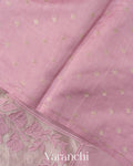Dusty Rose Applique Pure Kora Silk Saree