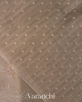 Mushroom Beige Floral Embroidered Pure Kora Silk Saree