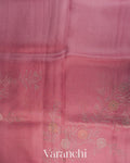 Rose Pink Floral Embroidered Pure Kora Silk Saree