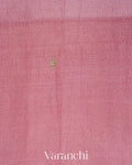 Rose Pink Bead Embroidered Border Pure Tussar Silk Handloom Saree