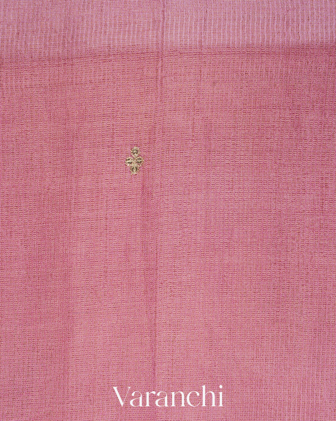 Rose Pink Bead Embroidered Border Pure Tussar Silk Handloom Saree