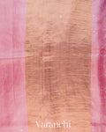 Rose Pink Bead Embroidered Border Pure Tussar Silk Handloom Saree