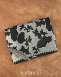 Off White Floral Applique Pure Kora Silk Saree