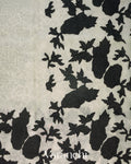Off White Floral Applique Pure Kora Silk Saree