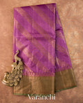 Purple Lehariya Pure Tussar Silk Saree