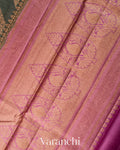 Charcoal Grey Lehariya Pure Tussar Silk Saree
