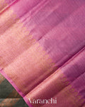 Charcoal Grey Lehariya Pure Tussar Silk Saree