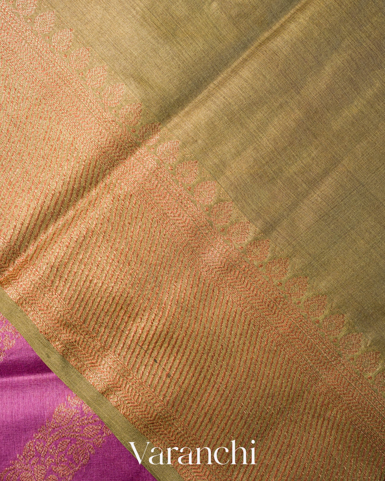 Purple Lehariya Pure Tussar Silk Saree
