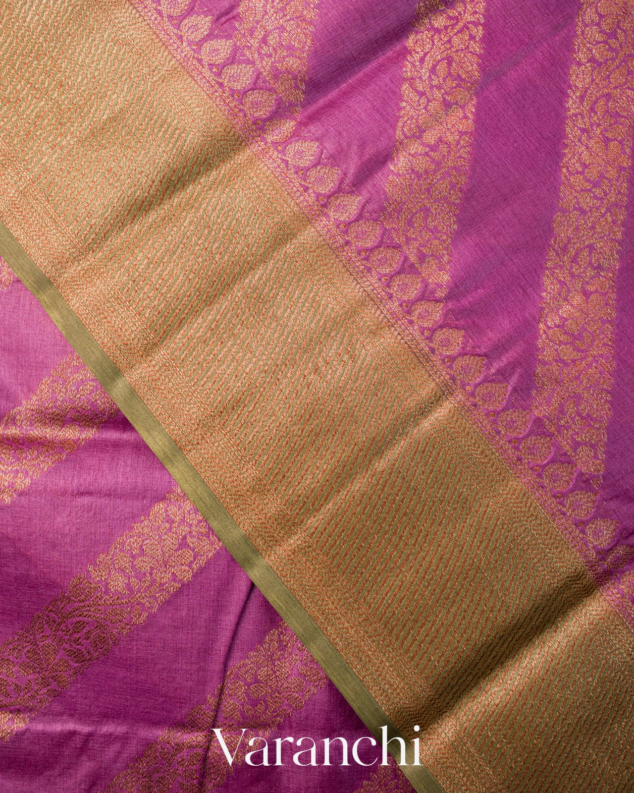 Purple Lehariya Pure Tussar Silk Saree