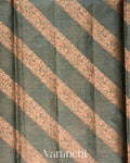 Charcoal Grey Lehariya Pure Tussar Silk Saree