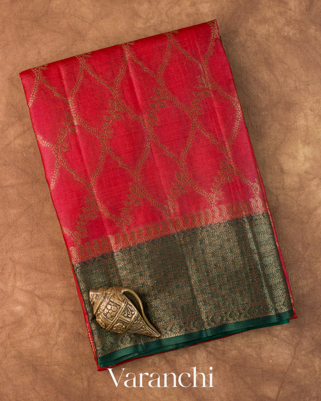 Crimson Red Jaal Pure Tussar Silk Saree