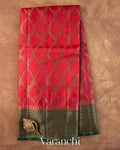 Crimson Red Jaal Pure Tussar Silk Saree